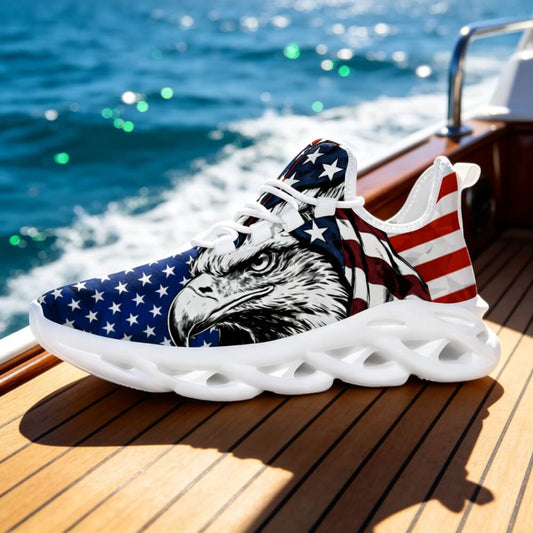 Signature Patriotic American Eagle Custom Sneaks Echoing Raw American Cred