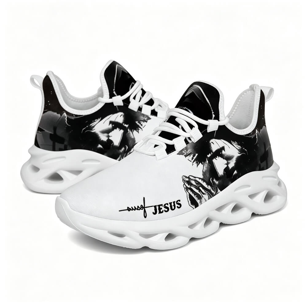 Exclusive Jesus Christ Praying Custom Sneaks Infused With Spiritual Art