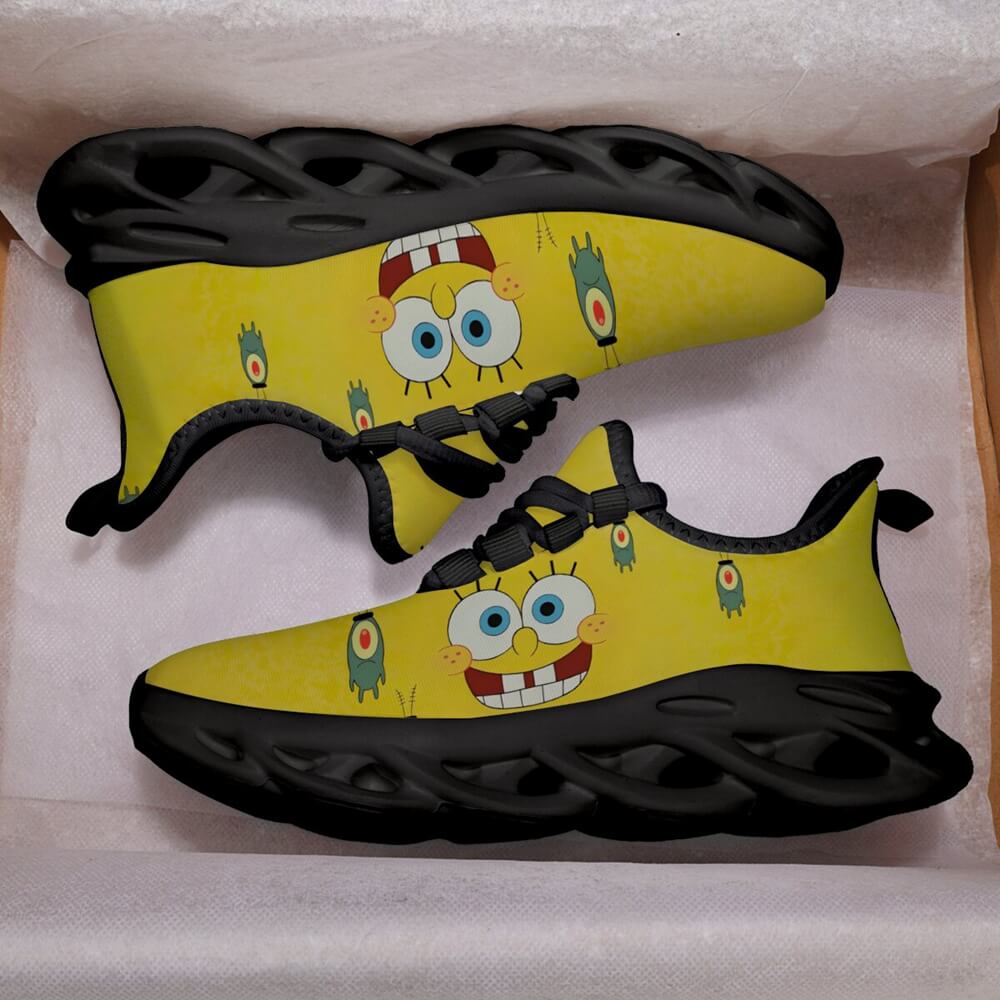 High-Contrast Yellow Sponge Custom Sneaks Inspired By Arcade Otaku Vibe