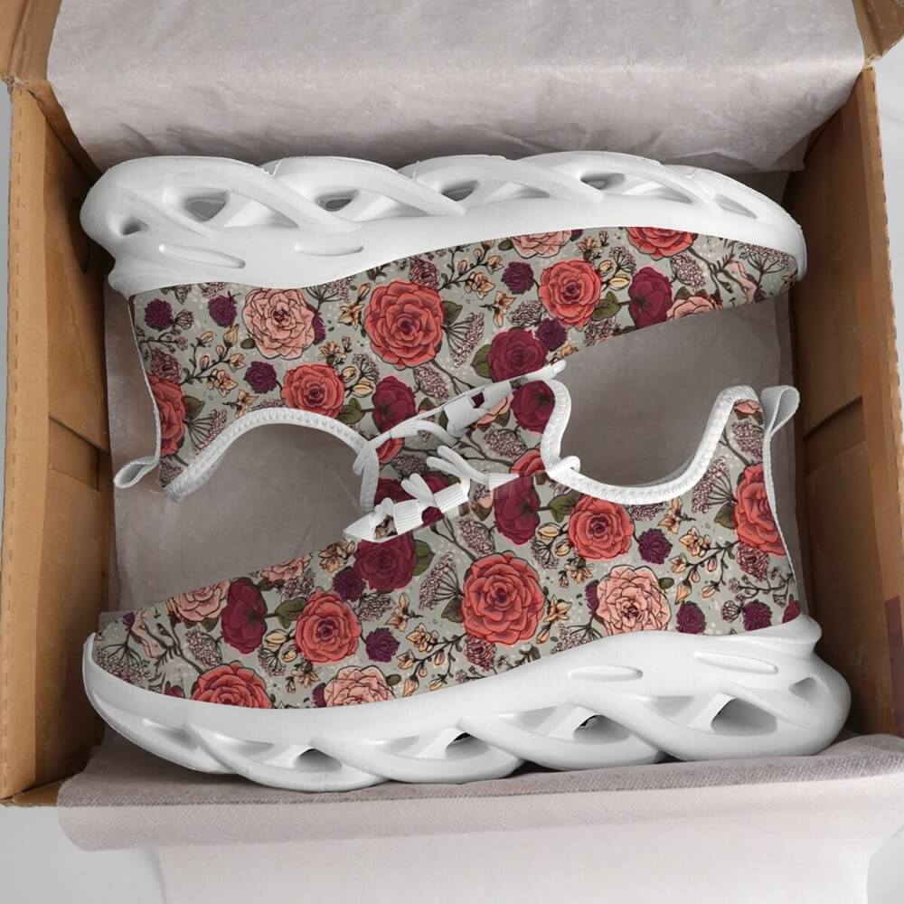 Signature Muted Red Floral Custom Sneaks Inspired By Fashion Statements