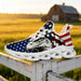 Signature Patriotic American Eagle Custom Sneaks Echoing Raw American Cred
