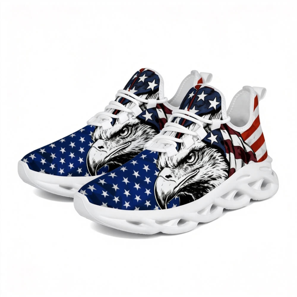 Signature Patriotic American Eagle Custom Sneaks Echoing Raw American Cred