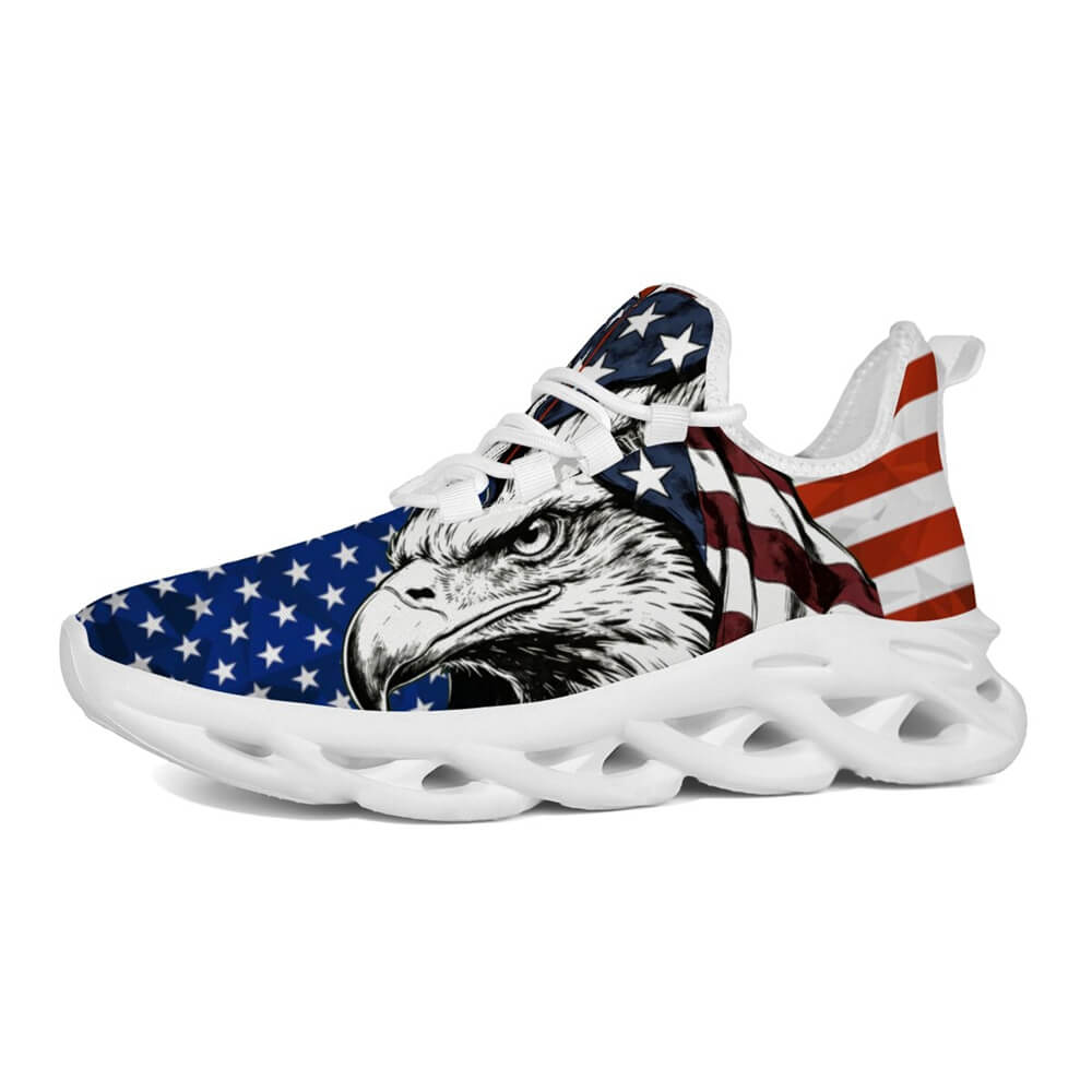 Signature Patriotic American Eagle Custom Sneaks Echoing Raw American Cred