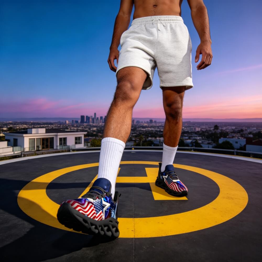 Americana Stars Liberty Glow Custom Sneaks Channeling Patriotic Street Art