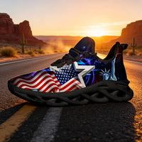 Americana Stars Liberty Glow Custom Sneaks Channeling Patriotic Street Art