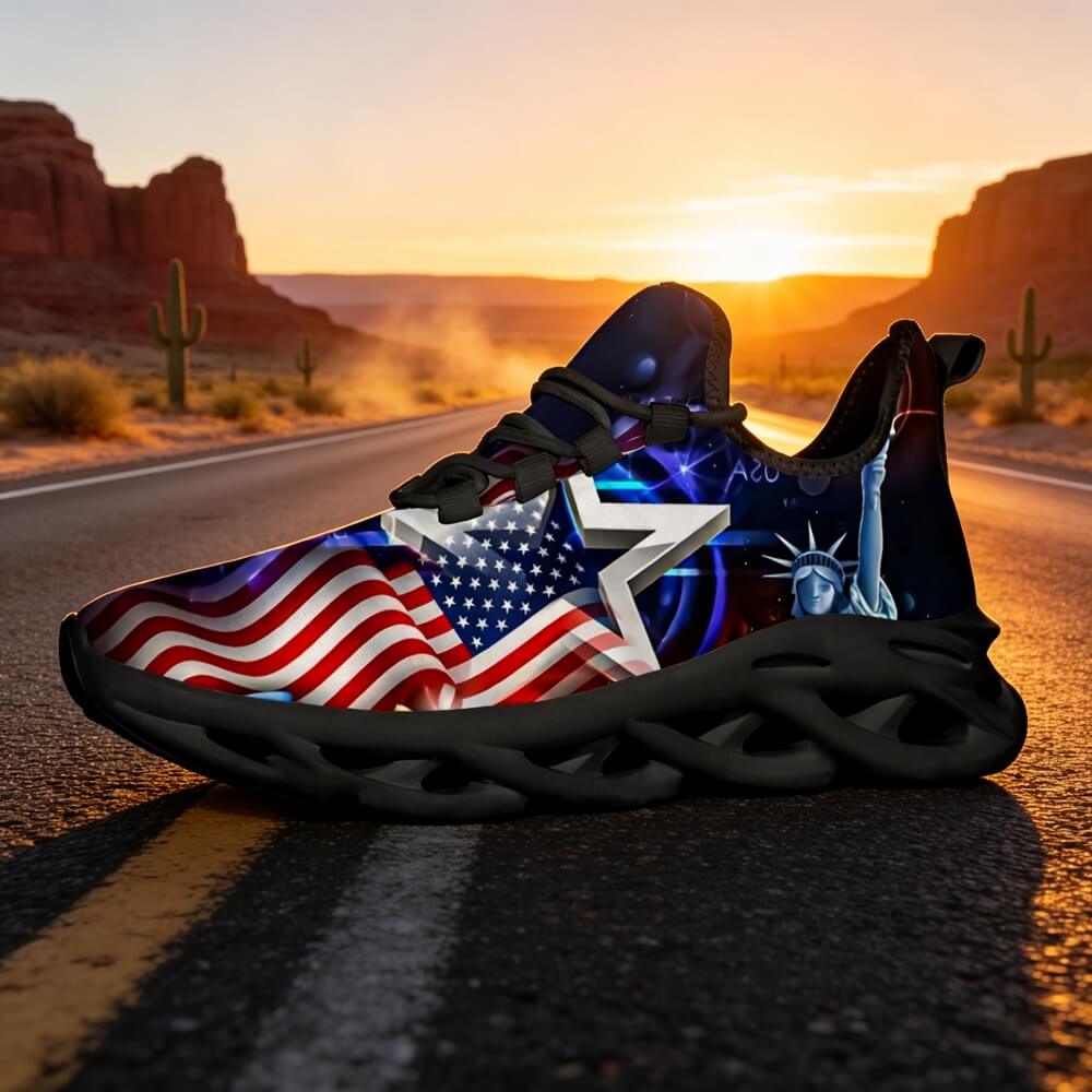 Americana Stars Liberty Glow Custom Sneaks Channeling Patriotic Street Art