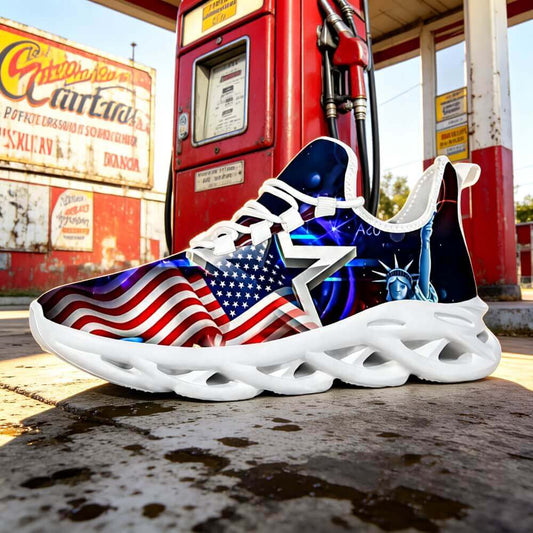 Americana Stars Liberty Glow Custom Sneaks Channeling Patriotic Street Art