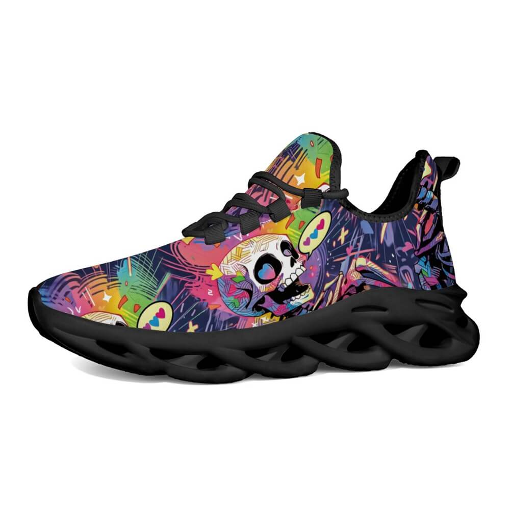 Signature Sugar Skull Pop Collage Custom Sneaks Echoing Cyber Pop Culture Drop