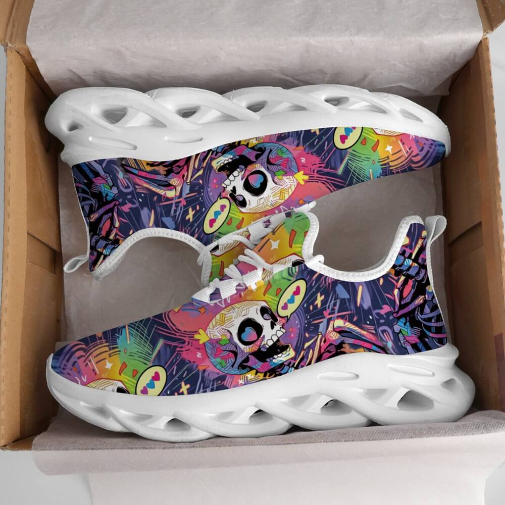 Signature Sugar Skull Pop Collage Custom Sneaks Echoing Cyber Pop Culture Drop