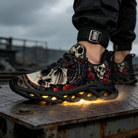 Limited Edition Baroque Skull & Roses Custom Sneaks with Retro Grunge Vibe