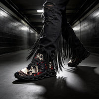 Limited Edition Baroque Skull & Roses Custom Sneaks with Retro Grunge Vibe