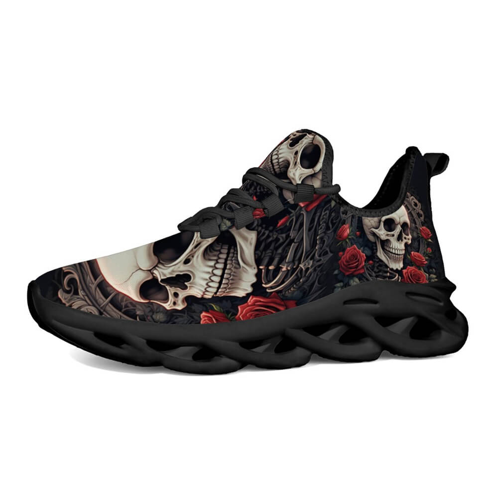 Limited Edition Baroque Skull & Roses Custom Sneaks with Retro Grunge Vibe