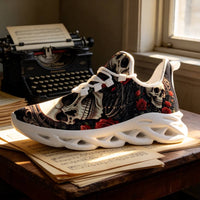 Limited Edition Baroque Skull & Roses Custom Sneaks with Retro Grunge Vibe