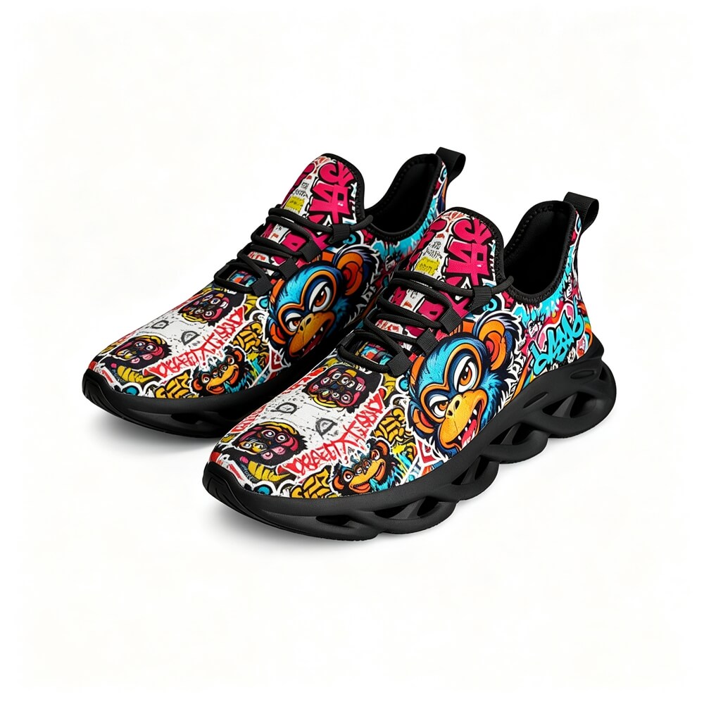 Exclusive Rebel Monkey Mascot Custom Sneaks Embodying Raw Street Culture