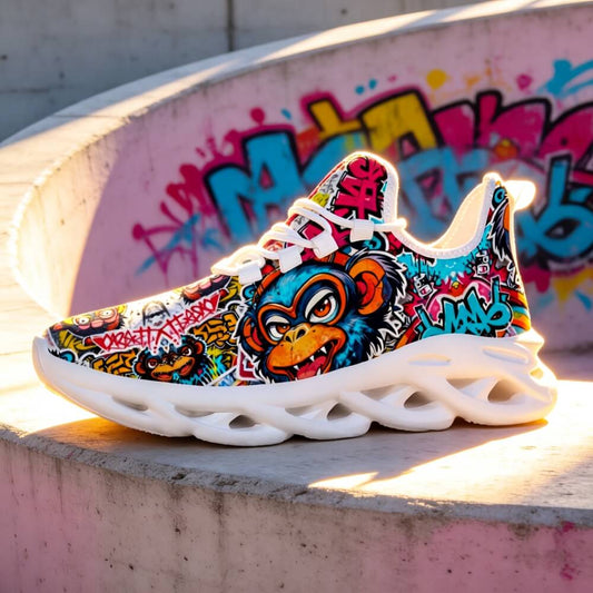 Exclusive Rebel Monkey Mascot Custom Sneaks Embodying Raw Street Culture