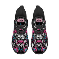 Grunge Skull Character & Hearts Custom Sneaks Embodying A Bold Y2K Retro Vibe