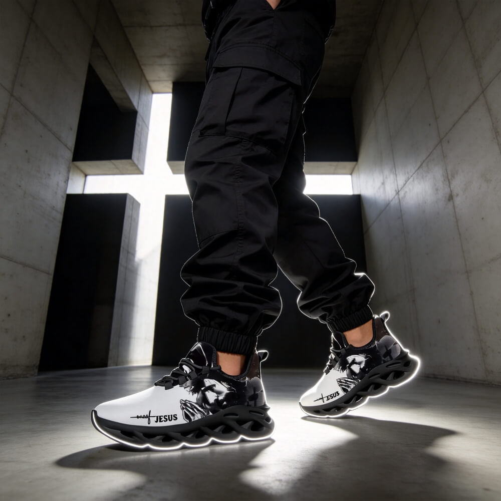 Exclusive Jesus Christ Praying Custom Sneaks Infused With Spiritual Art