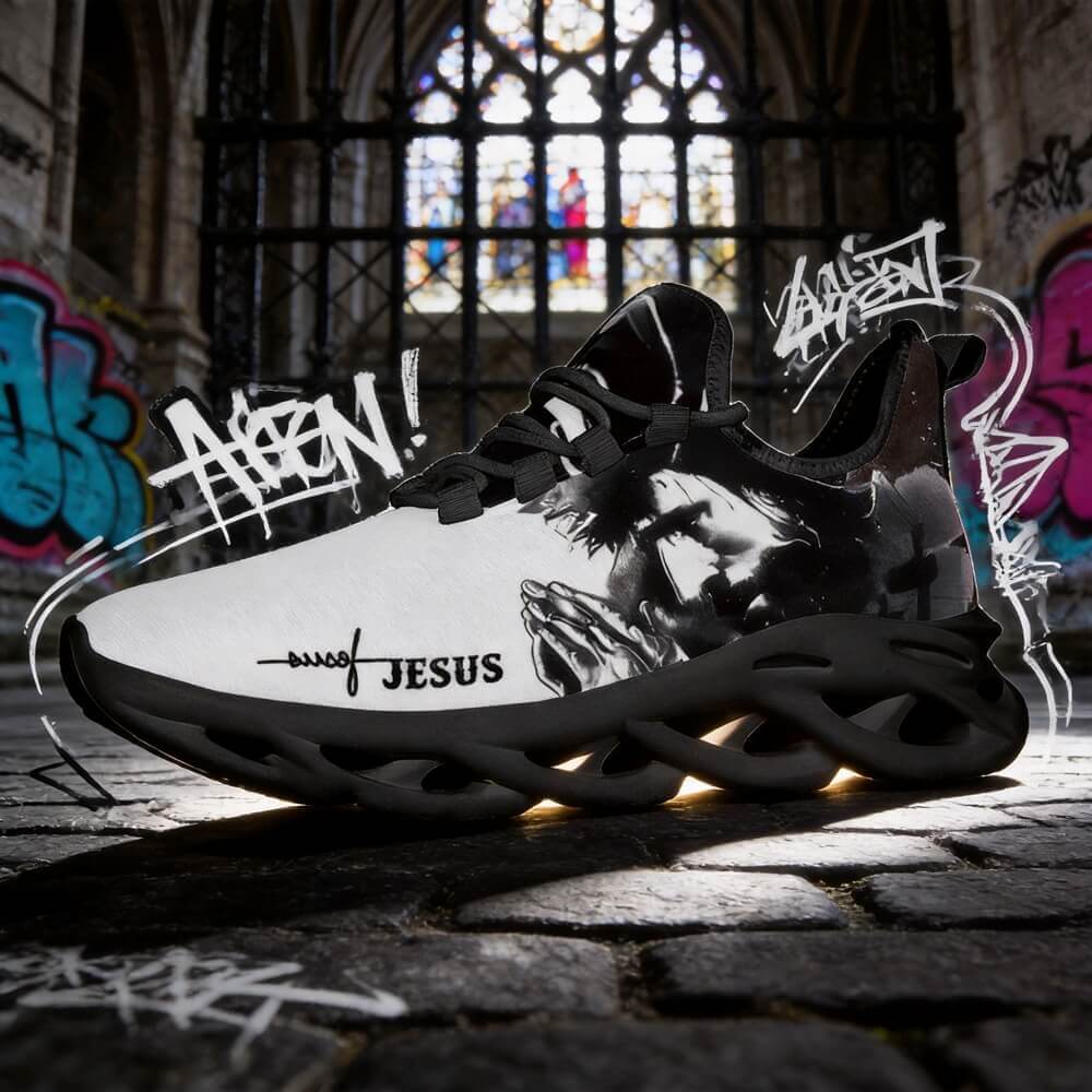 Exclusive Jesus Christ Praying Custom Sneaks Infused With Spiritual Art