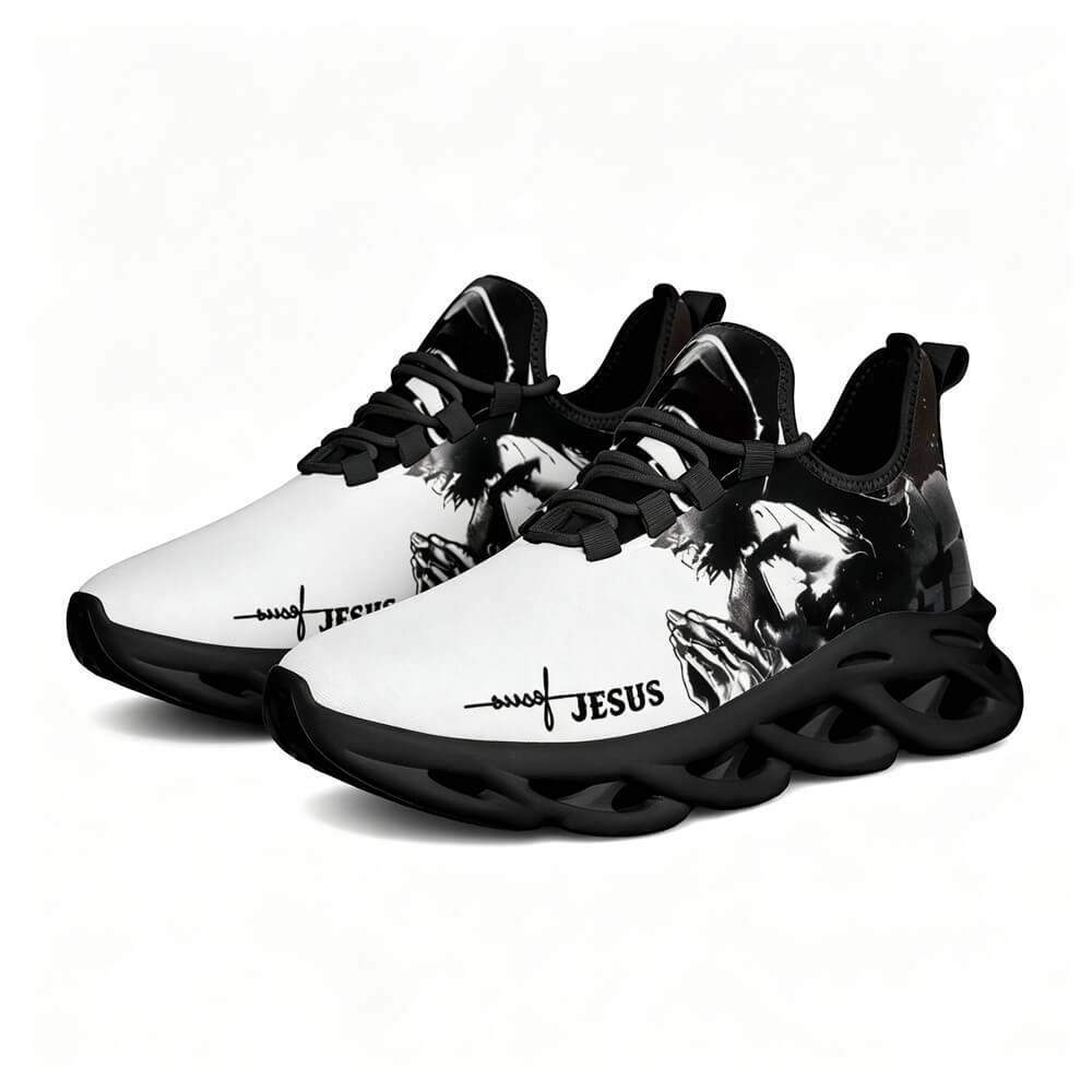 Exclusive Jesus Christ Praying Custom Sneaks Infused With Spiritual Art