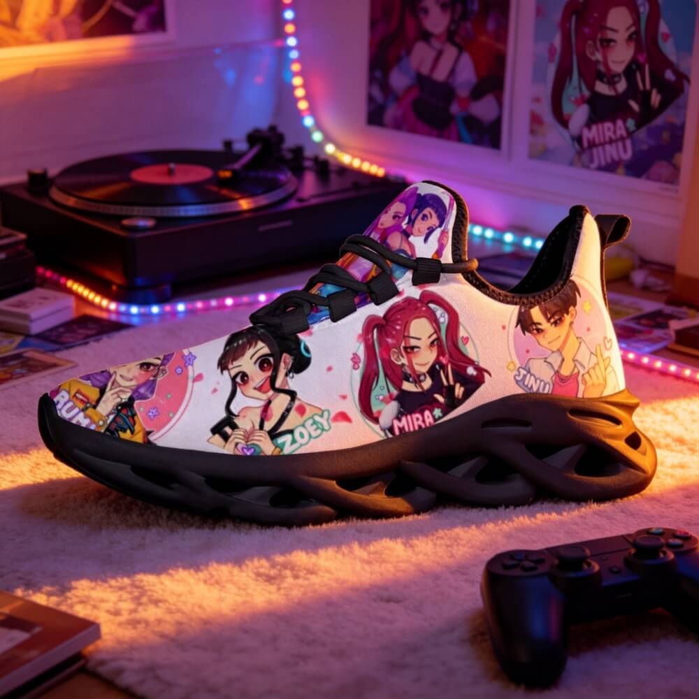 K-Pop Idol Girls Heart Gesture Custom Sneaks Embodying Harajuku Otaku Vibe
