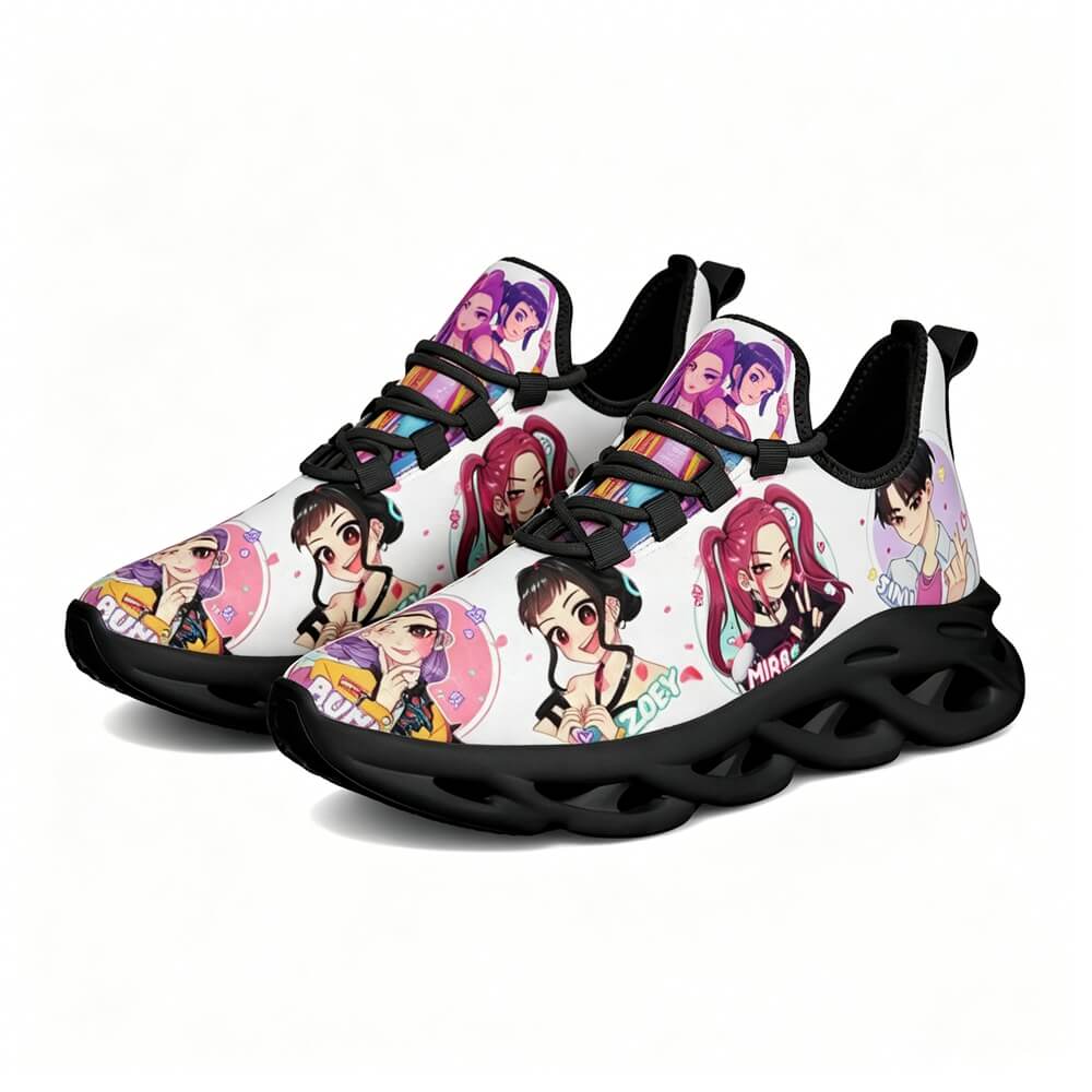 K-Pop Idol Girls Heart Gesture Custom Sneaks Embodying Harajuku Otaku Vibe