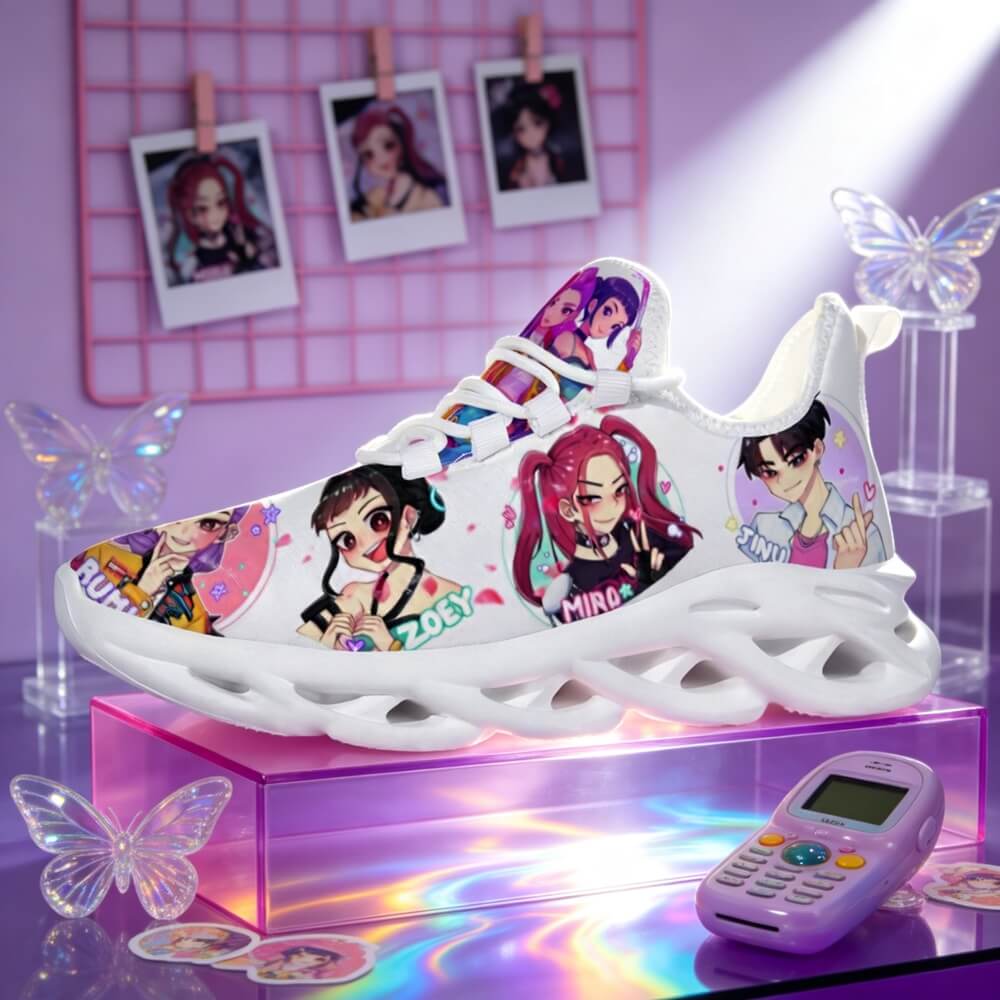 K-Pop Idol Girls Heart Gesture Custom Sneaks Embodying Harajuku Otaku Vibe