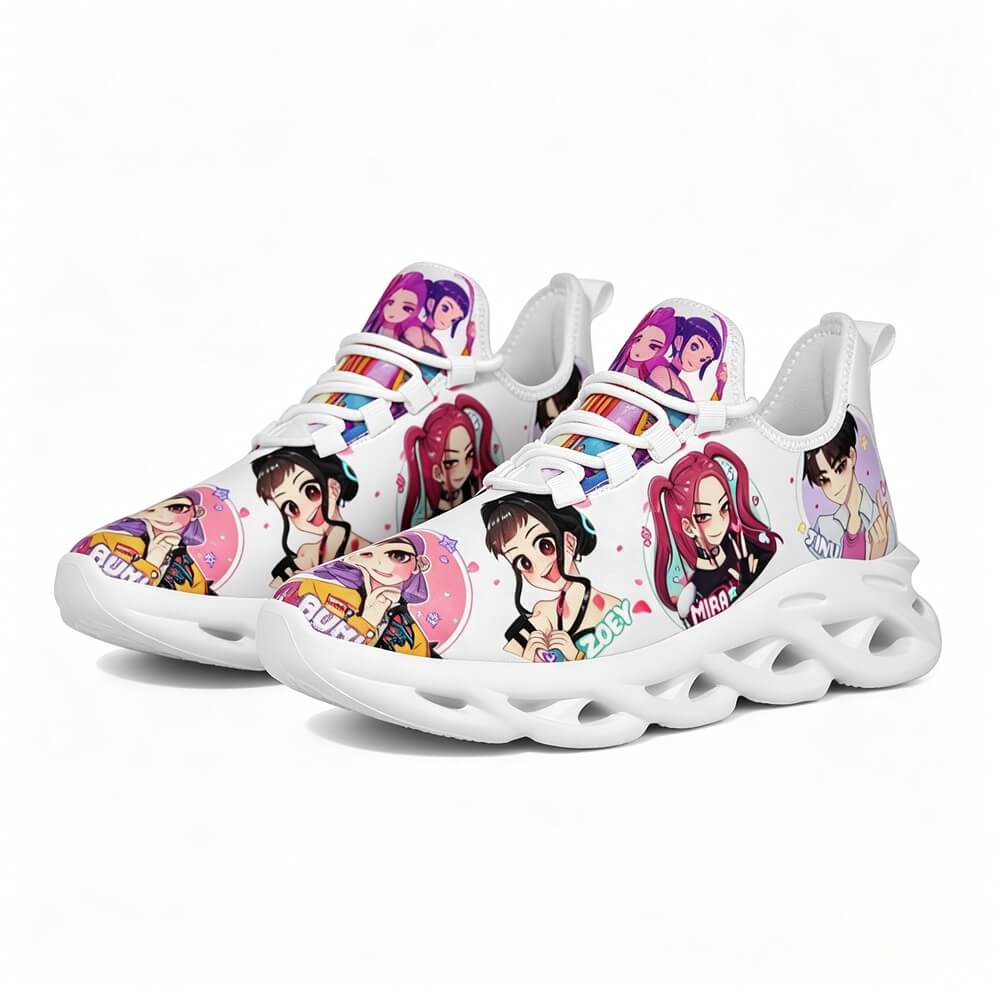 K-Pop Idol Girls Heart Gesture Custom Sneaks Embodying Harajuku Otaku Vibe