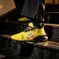 High-Contrast Yellow Sponge Custom Sneaks Inspired By Arcade Otaku Vibe
