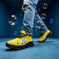 High-Contrast Yellow Sponge Custom Sneaks Inspired By Arcade Otaku Vibe