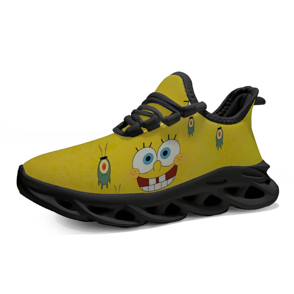 High-Contrast Yellow Sponge Custom Sneaks Inspired By Arcade Otaku Vibe