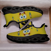 High-Contrast Yellow Sponge Custom Sneaks Inspired By Arcade Otaku Vibe