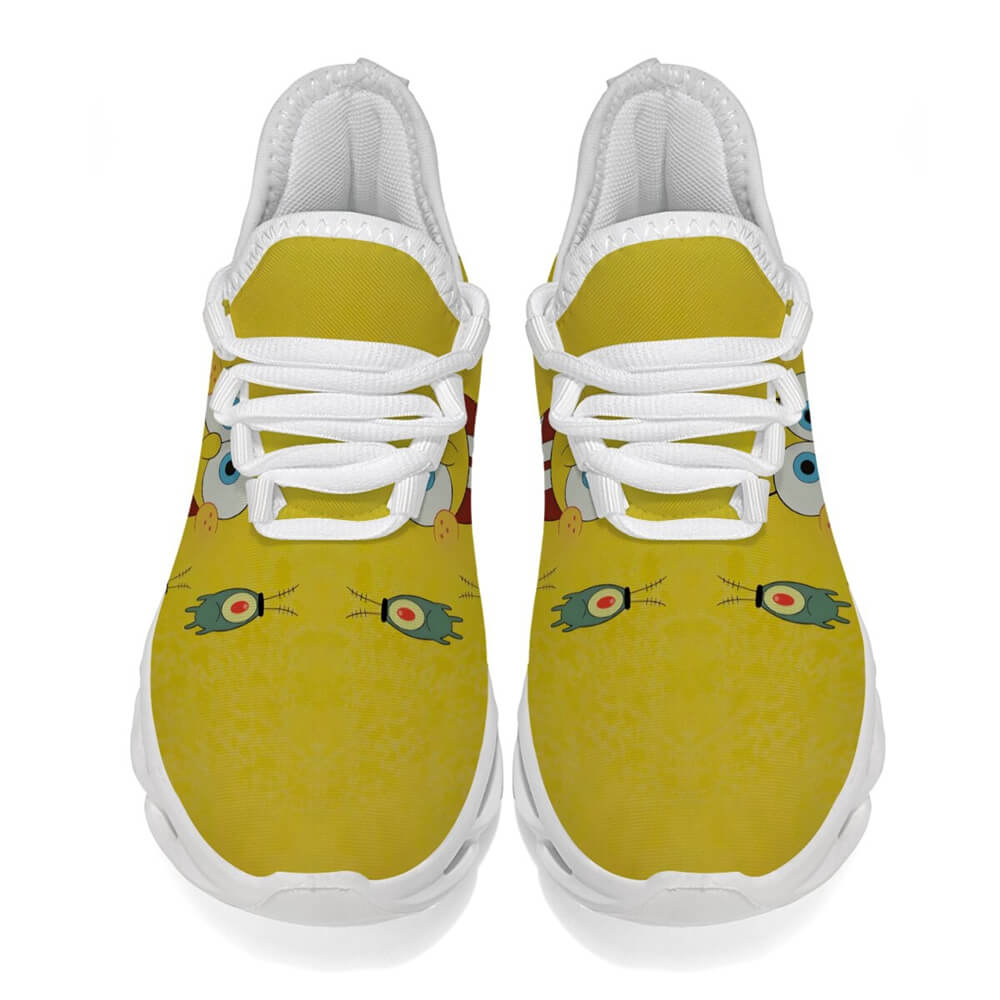 High-Contrast Yellow Sponge Custom Sneaks Inspired By Arcade Otaku Vibe