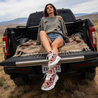 Signature Muted Red Floral Custom Sneaks Inspired By Fashion Statements