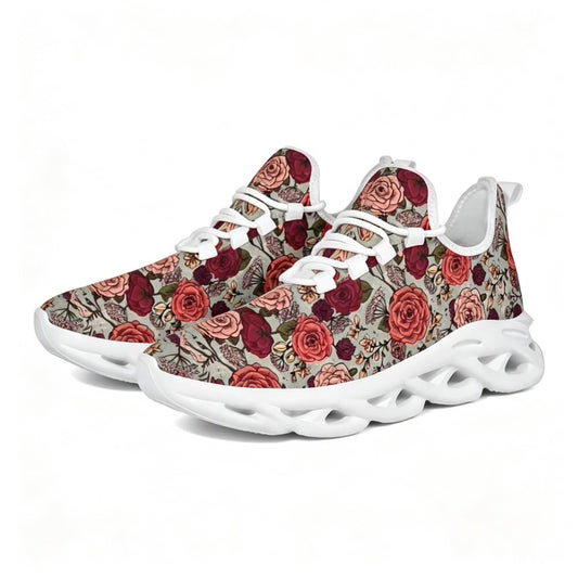 Signature Muted Red Floral Custom Sneaks Inspired By Fashion Statements
