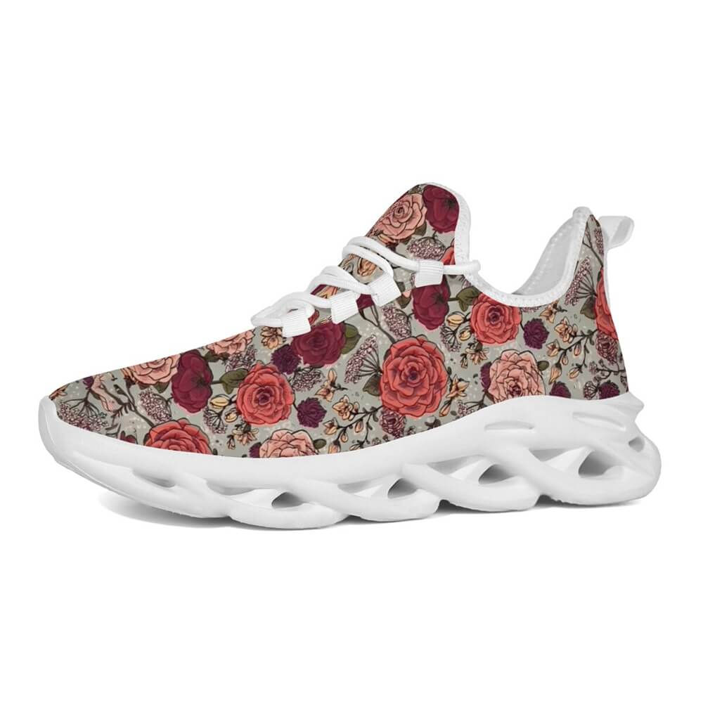 Signature Muted Red Floral Custom Sneaks Inspired By Fashion Statements